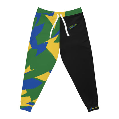 MAJBWR - Black Athletic Joggers Blue Yellow & Green  Camo Edition