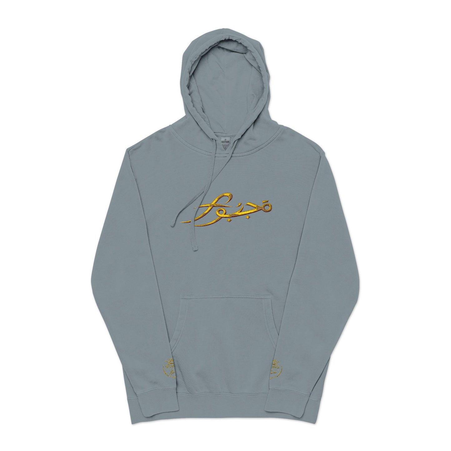 Vintage Olive Hoodie with Gold Script Logo