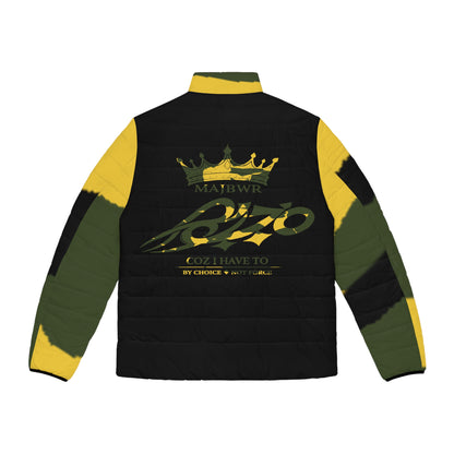 MAJBWR - Puffer Jacket — Black & Yellow Camo Crown Design