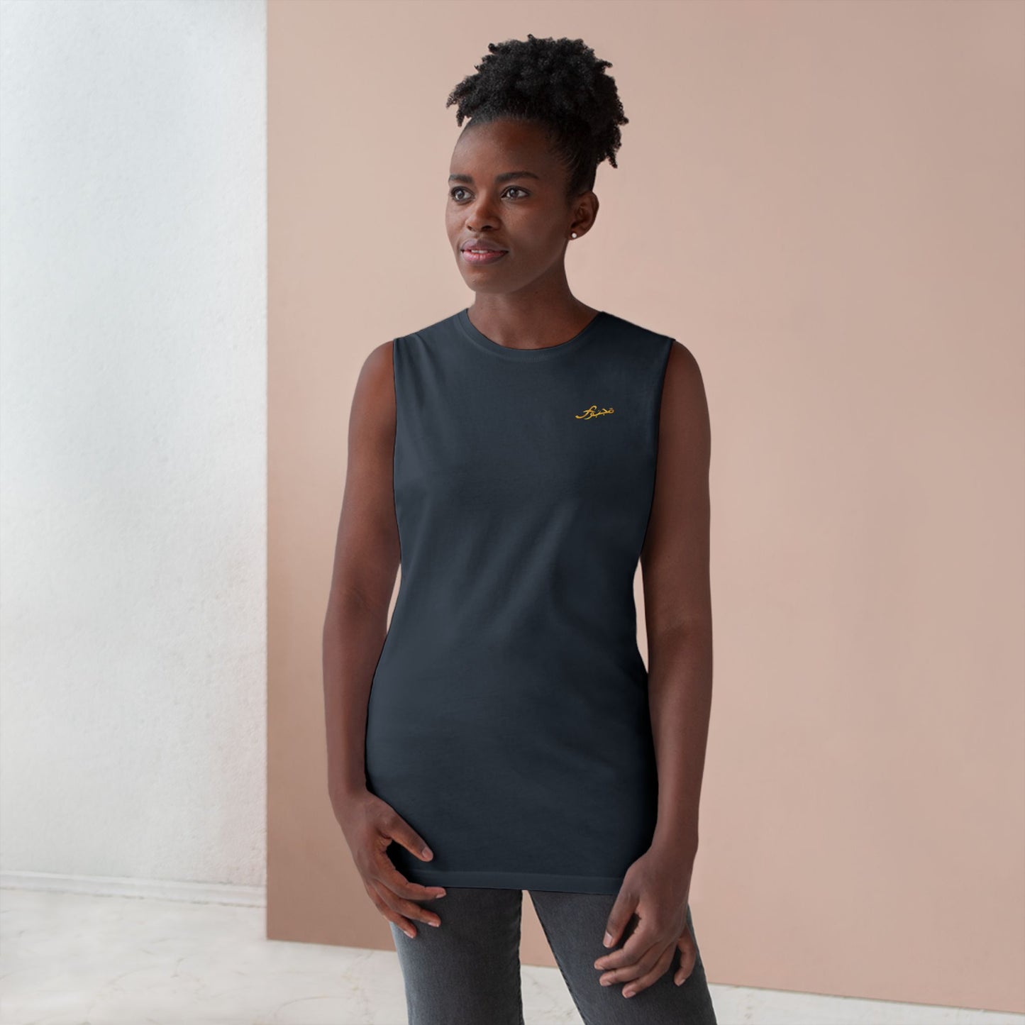 MAJBWR - Barnard Tank Top — Gold 'Majbwr' Crown Arabic Script (Coz I Have To)