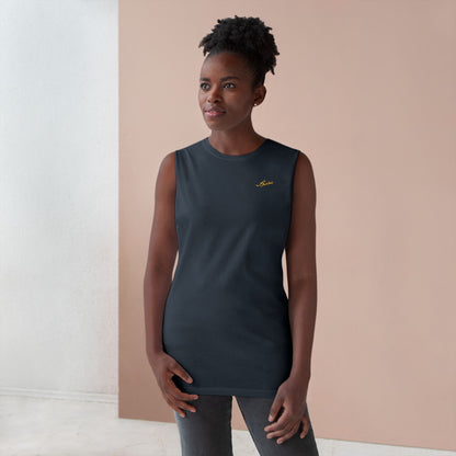 MAJBWR - Barnard Tank Top — Gold 'Majbwr' Crown Arabic Script (Coz I Have To)