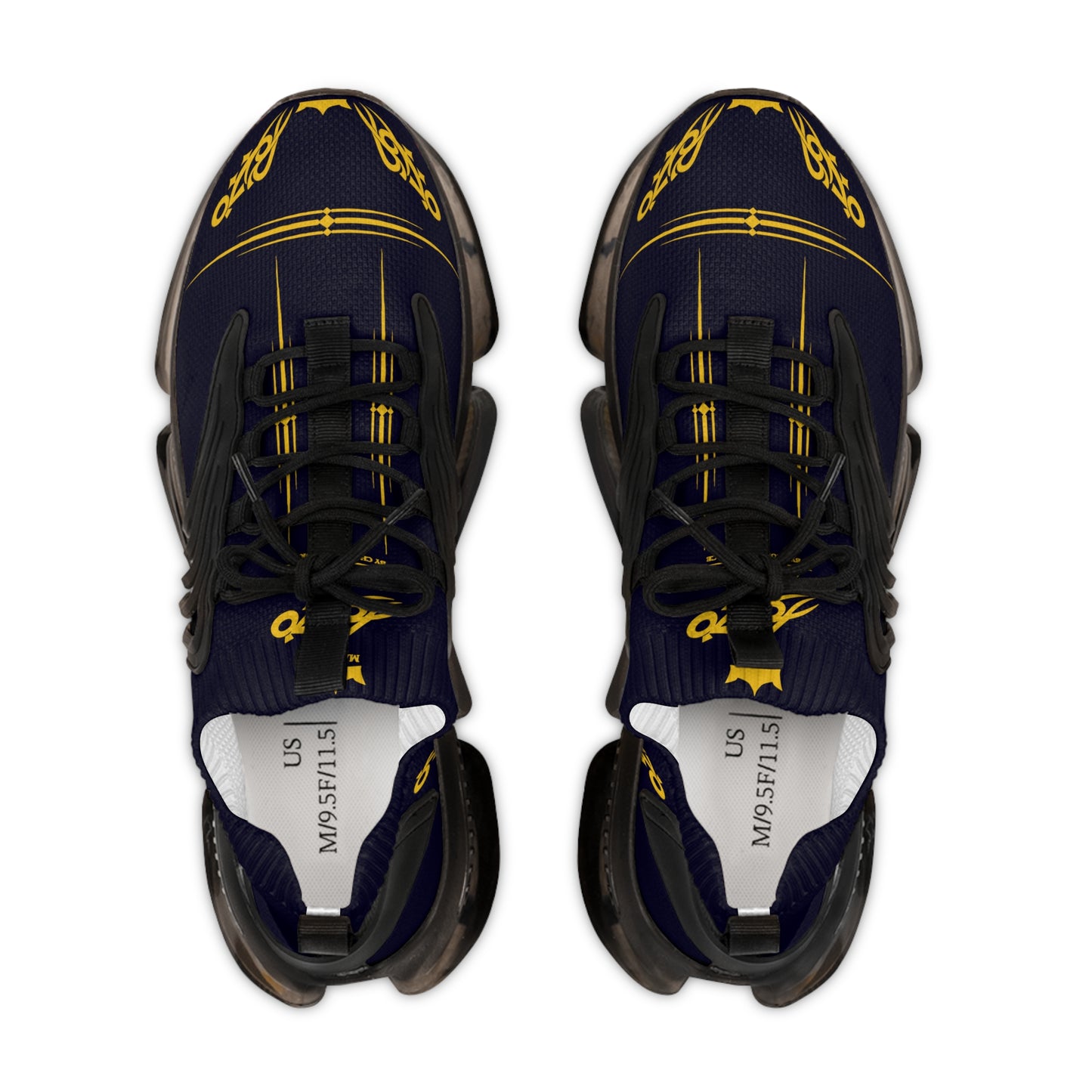 MAJBWR - Men's Mesh Sneakers — Deep Dark Blue & Gold Athletic