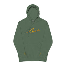 Vintage Olive Hoodie with Gold Script Logo
