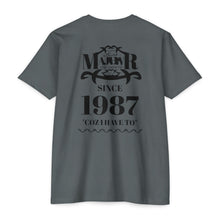 MAJBWR - Scripted Crest T‑Shirt — Minimalist Monogram Logo Tee