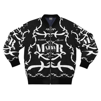 MAJBWR - Men's Black Barbed Wire Bomber Jacket – 'MALWR' Graphic Streetwear