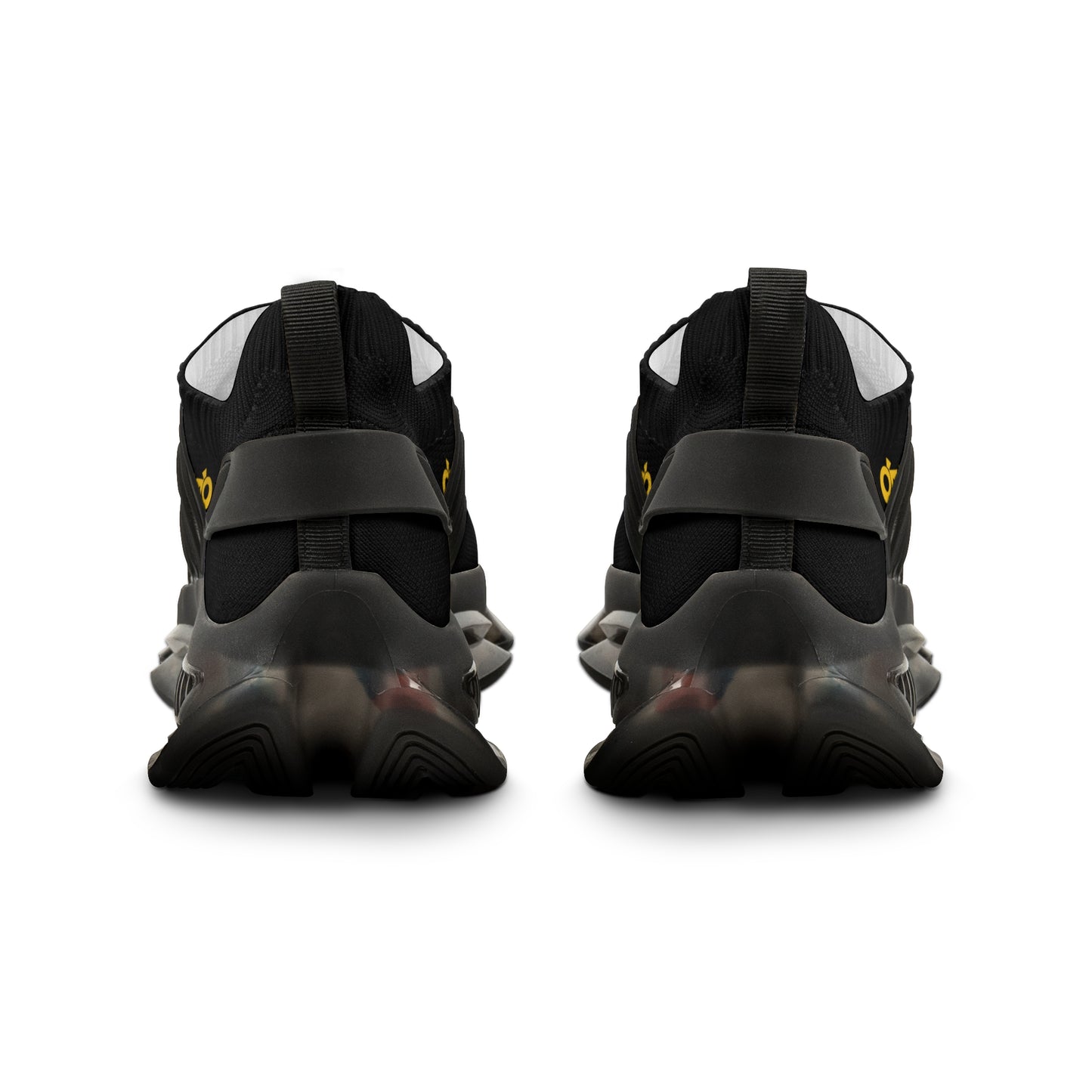 MAJBWR - Men's Mesh Sneakers — Black & Gold Athletic Casual Shoes with Graphic Script