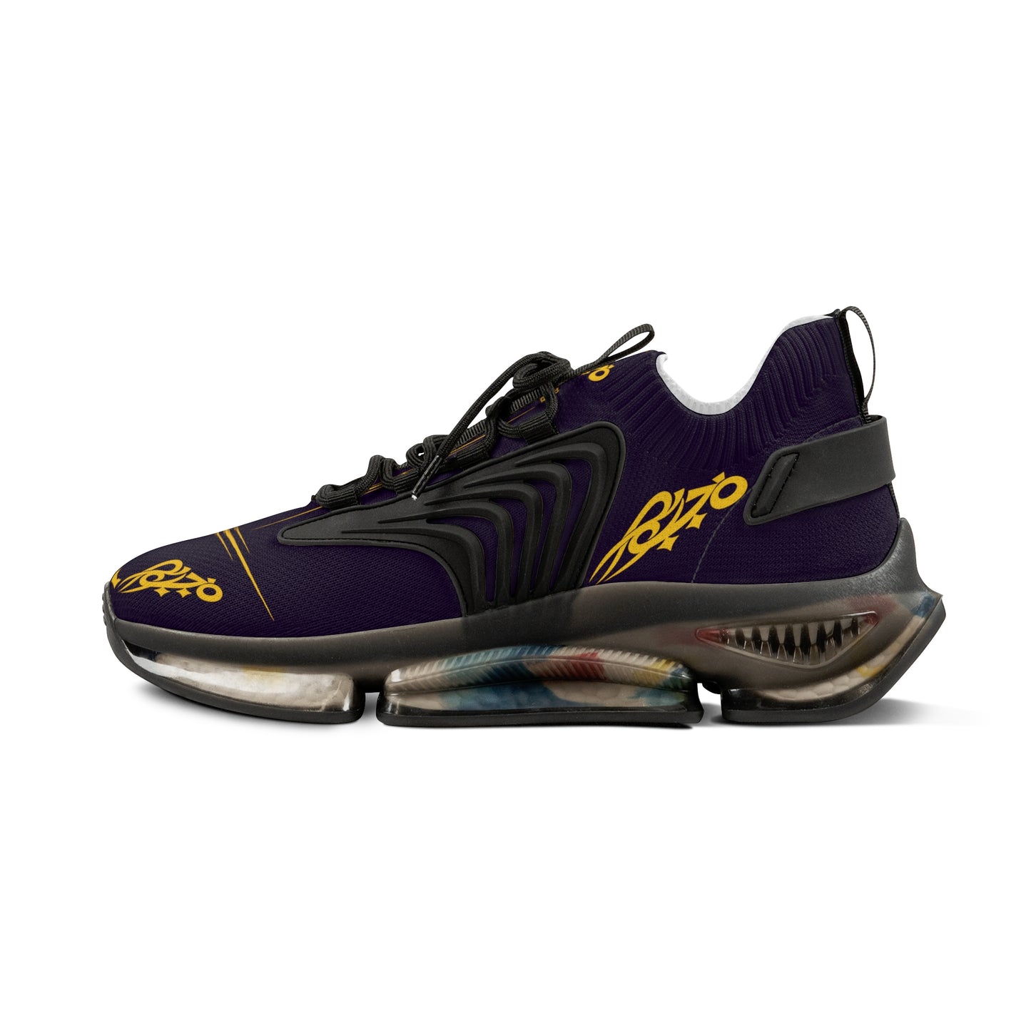 MAJBWR - Men's Mesh Sneakers — Deep Dark Purple & Gold Athletic
