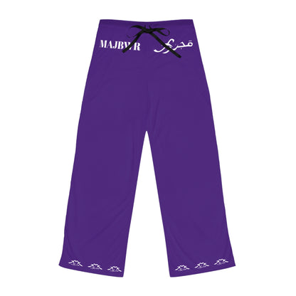 MAJBWR - Purple Women's Pajama Pants with White Wave Accent