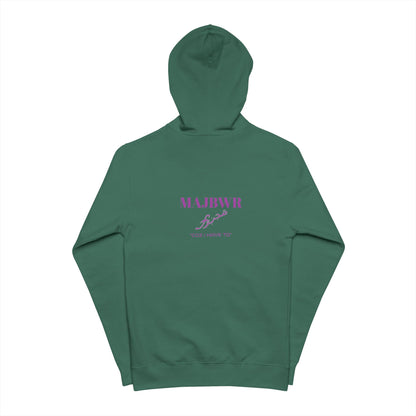MAJBWR - Purple Caligrophy Zip Up Fleece Hoodie "COZ I HAVE TO"