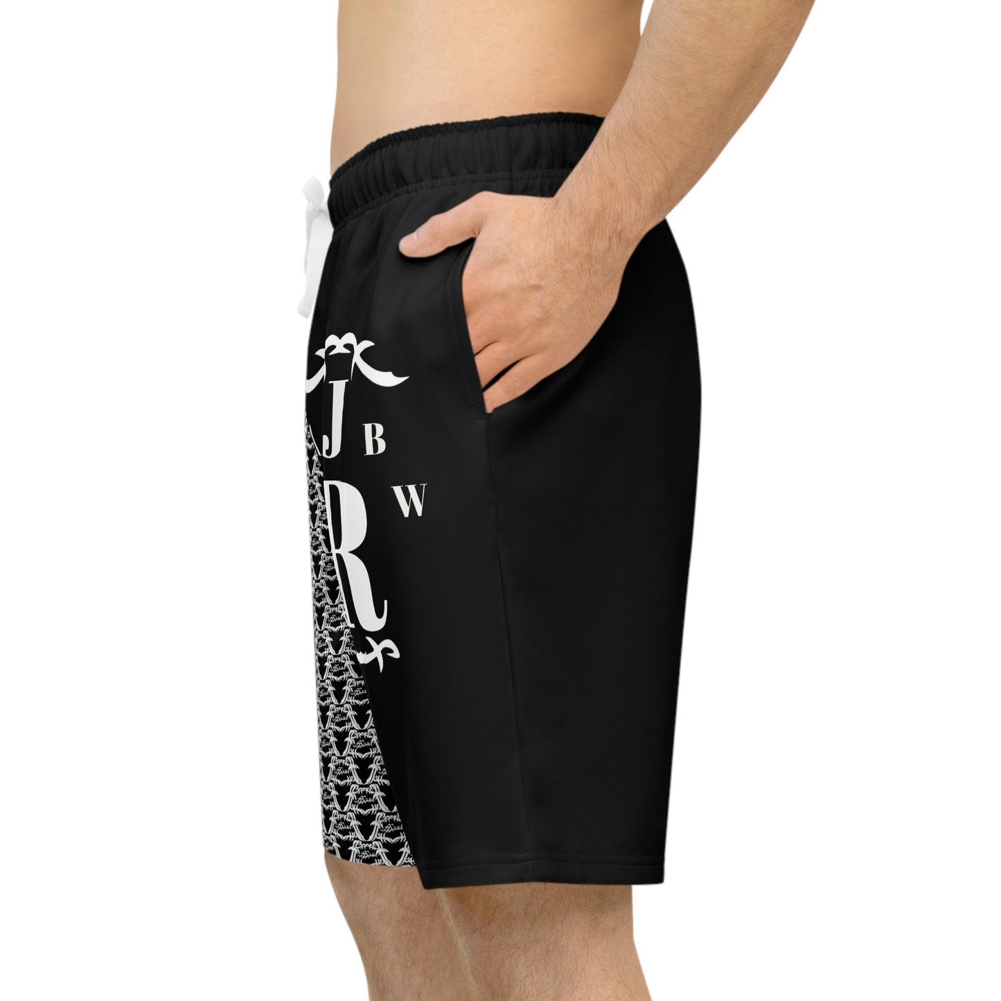 MAJBWR -  Athletic Long Shorts — Black & White Patterned AOP Performance Shorts