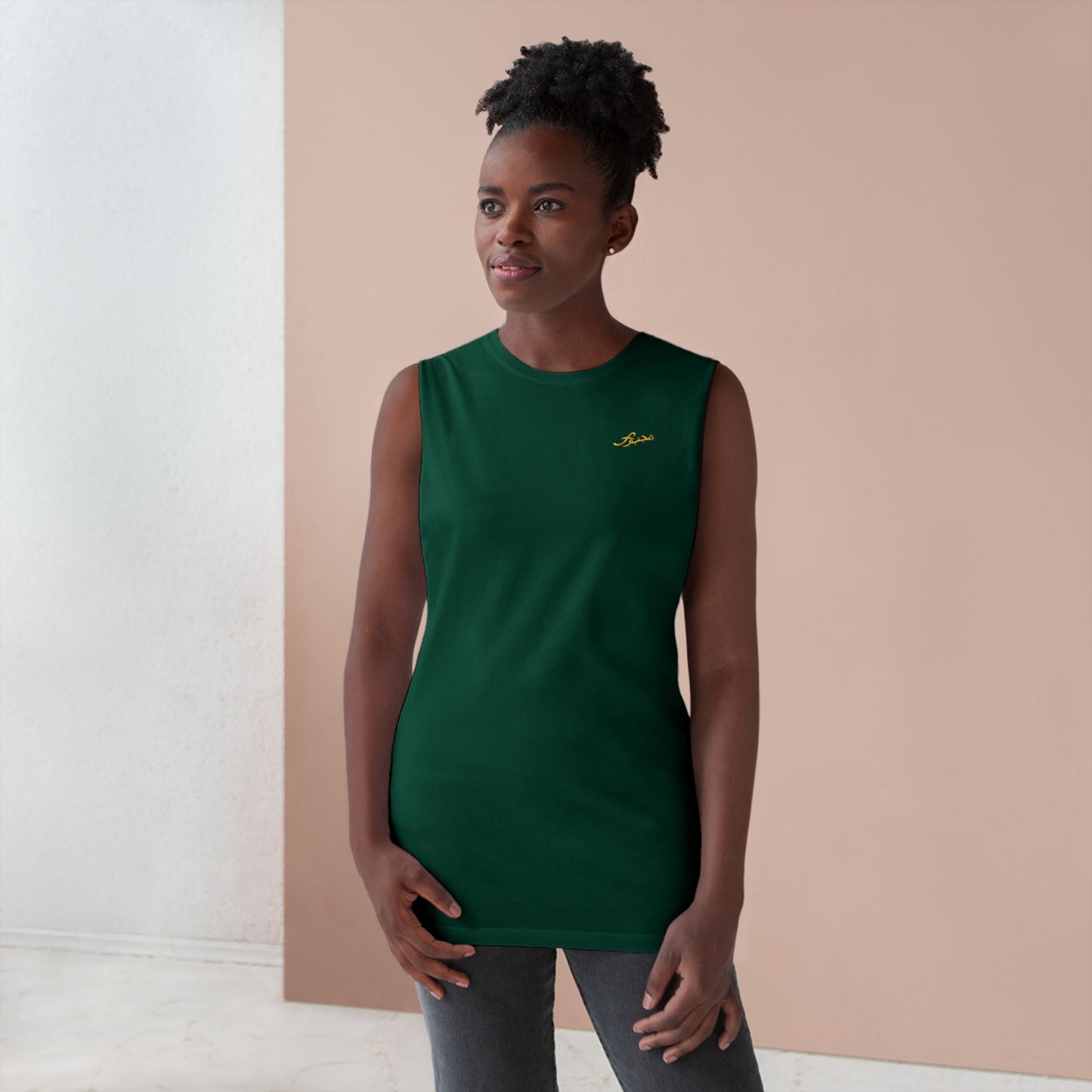MAJBWR - Barnard Tank Top — Gold 'Majbwr' Crown Arabic Script (Coz I Have To)