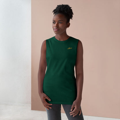 MAJBWR - Barnard Tank Top — Gold 'Majbwr' Crown Arabic Script (Coz I Have To)