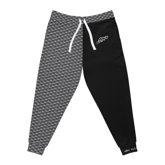 MAJBWR- Black Athletic Joggers —  Ghost White Crown 2 Face