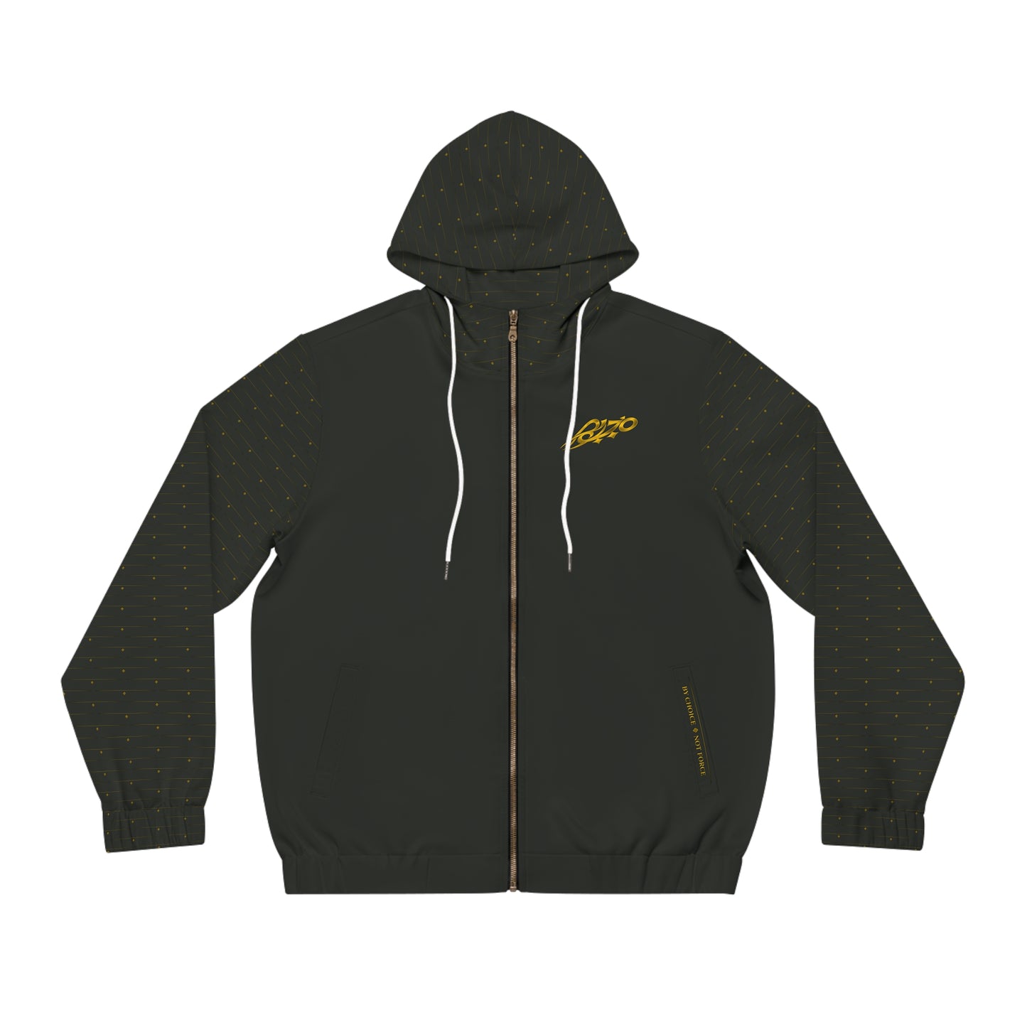MAJBWR - Olive Gold Crown Diamond Full-Zip Hoodie — Designer Men's Hoodie