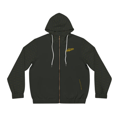 MAJBWR - Olive Gold Crown Diamond Full-Zip Hoodie — Designer Men's Hoodie