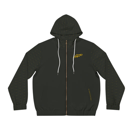 MAJBWR - Olive Gold Crown Diamond Full-Zip Hoodie — Designer Men's Hoodie