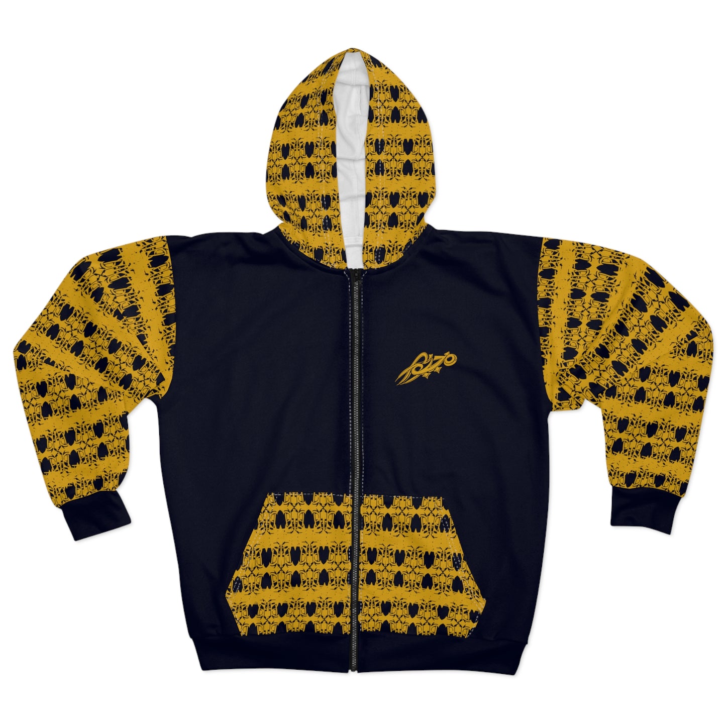 MAJBWR - Gold Crown 'Street King' Deep Dark Blue Zip Hoodie