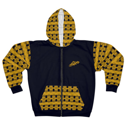 MAJBWR - Gold Crown 'Street King' Deep Dark Blue Zip Hoodie