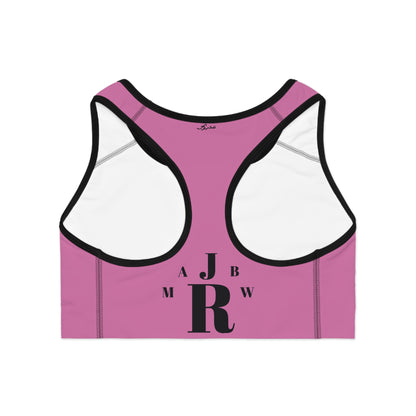 MAJBWR - Pink Athletic Sports Bra — ‘Majbwr’ Script Logo Performance Crop Top