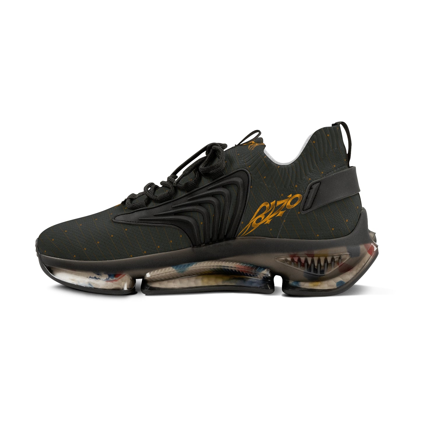 MAJBWR Men's Crown Olive & Gold Mesh Sneakers — Diamond Edition