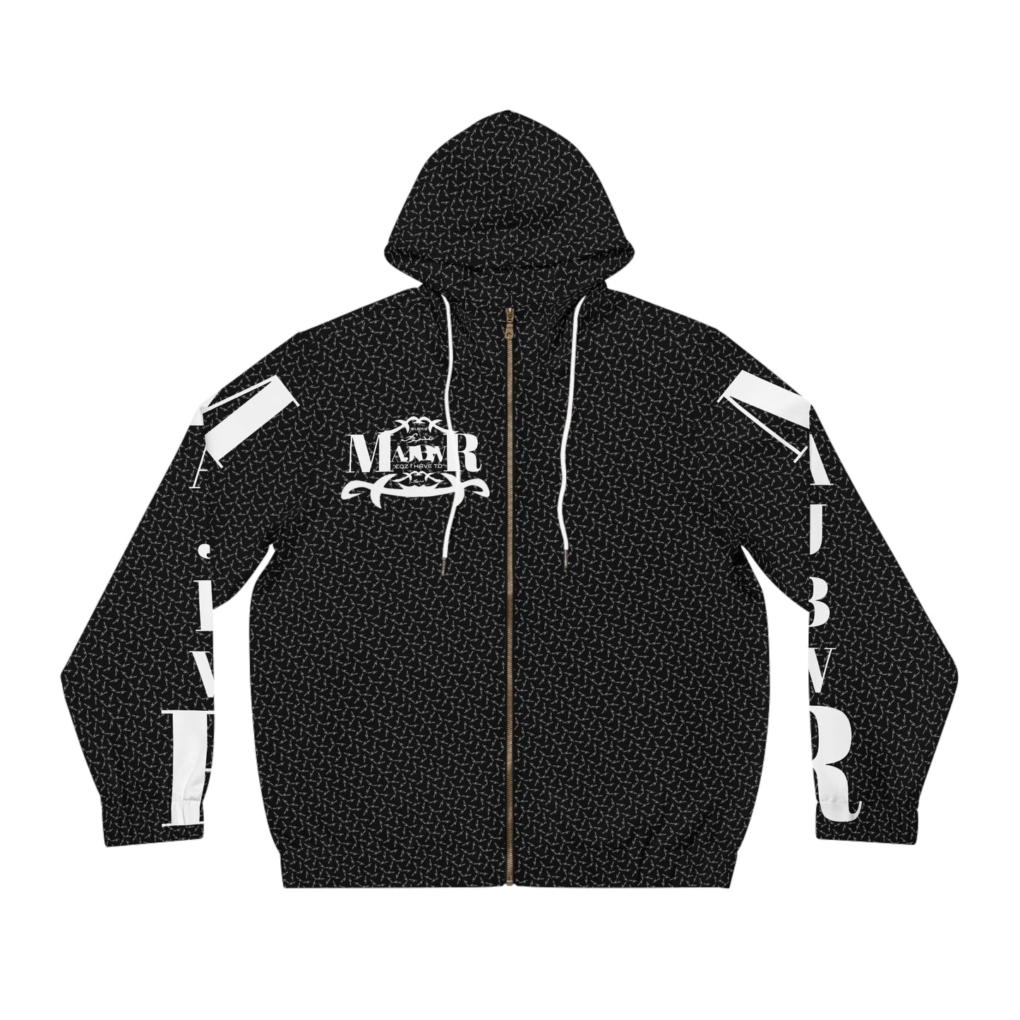 MAJBWR - Men’s Black Full-Zip Hoodie Arabic
