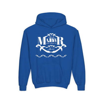 MAJBWR - Youth Hoodie — Monogram R Crest Design (Personalized Initial R, Decorative Scroll)