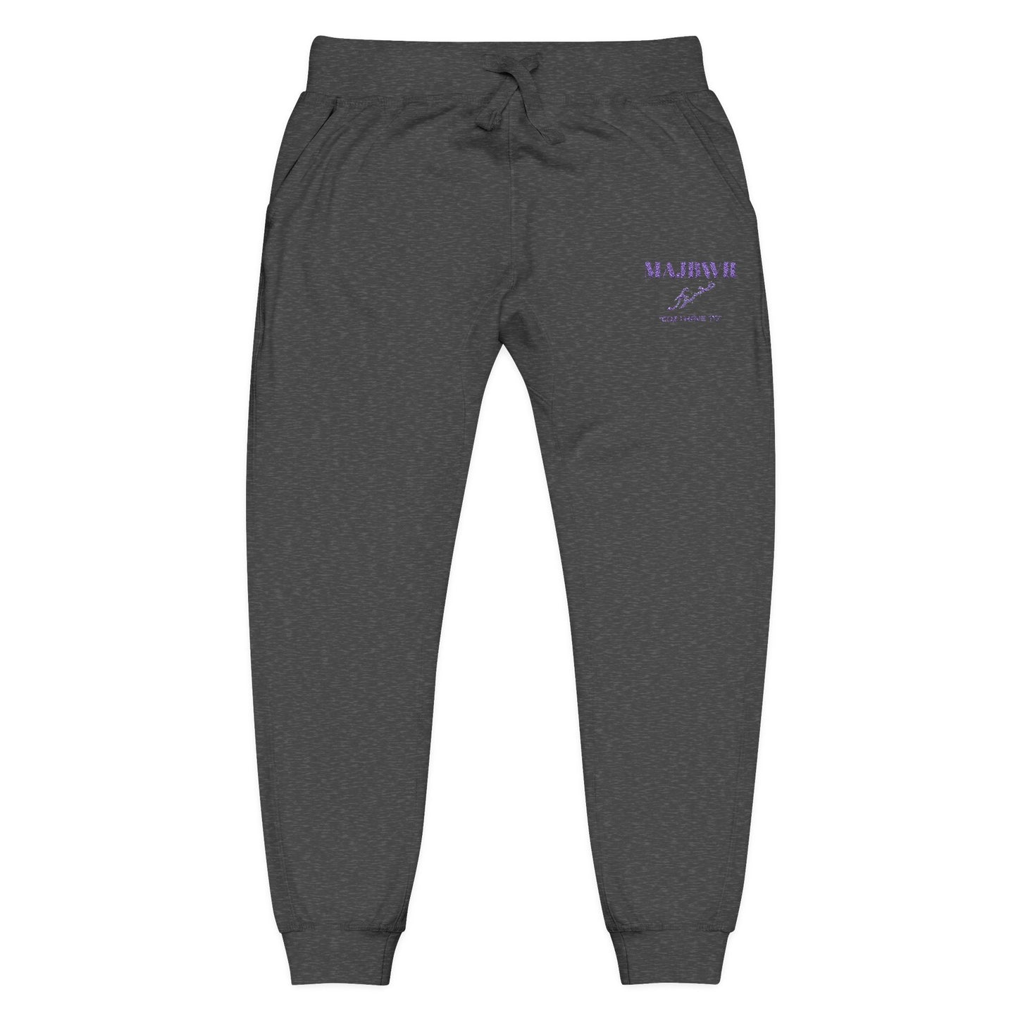 MAJBWR - Embroidered Coral Fleece Sweatpants — Relaxed Joggers with Small Script Accent