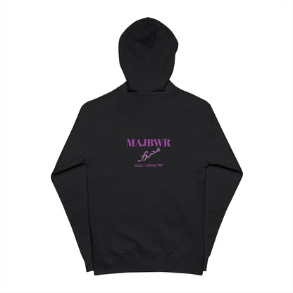 MAJBWR - Purple Caligrophy Zip Up Fleece Hoodie "COZ I HAVE TO"