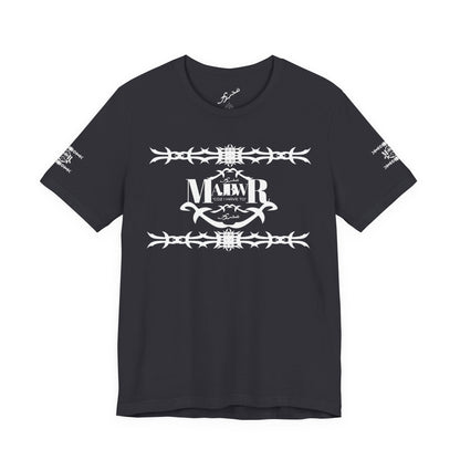 MAJBWR - AOP Shefnek Arabic Script Barbed Wire Tee — 'مجبور' Graphic T‑Shirt