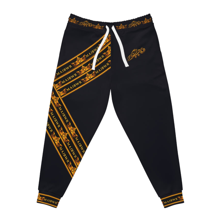 MAJBWR - Midnight Blue Gold Crown Athletic Joggers — Night Sovereign Edition