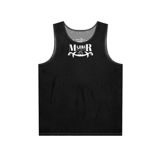 MAJBWR - Stylish Men's Tank Top Black Front On Back AOP Back