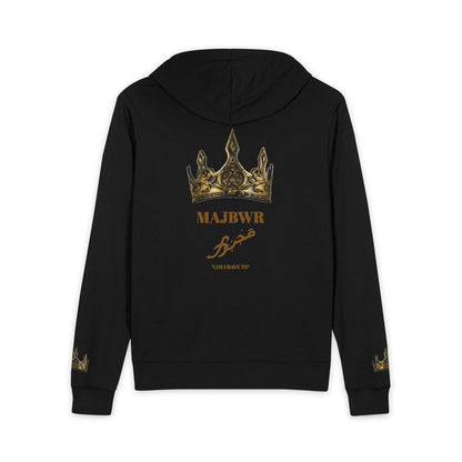 MAJBWR - Crown Majesty Full-Zip Hoodie — Gold Crown Graphic Zip-Up