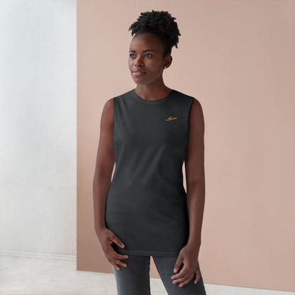 MAJBWR - Barnard Tank Top — Gold 'Majbwr' Crown Arabic Script (Coz I Have To)