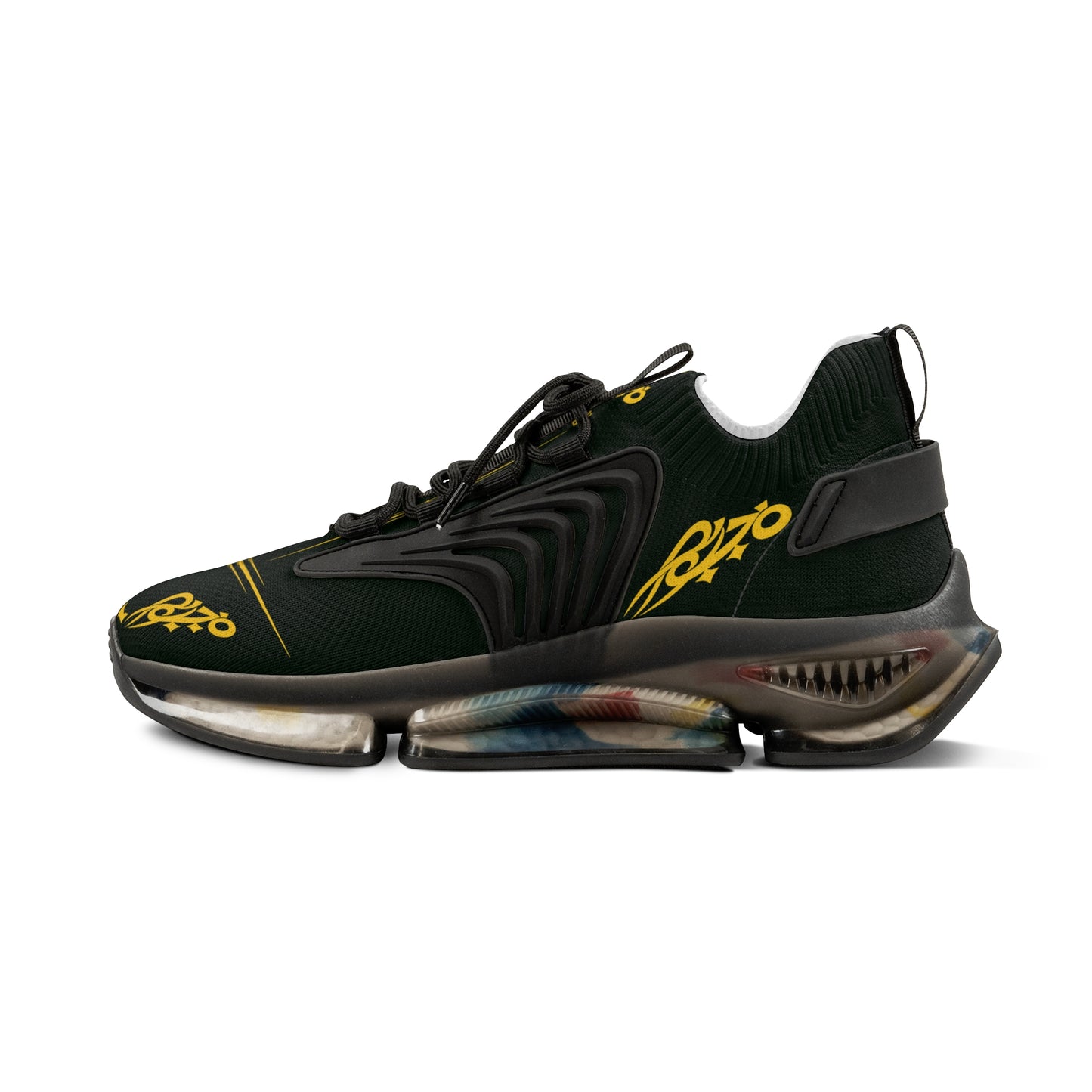 MAJBWR - Men's Mesh Sneakers — Deep Dark Green & Gold Athletic