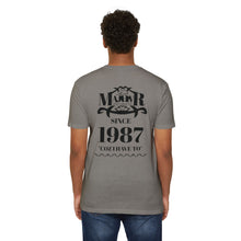 MAJBWR - Scripted Crest T‑Shirt — Minimalist Monogram Logo Tee