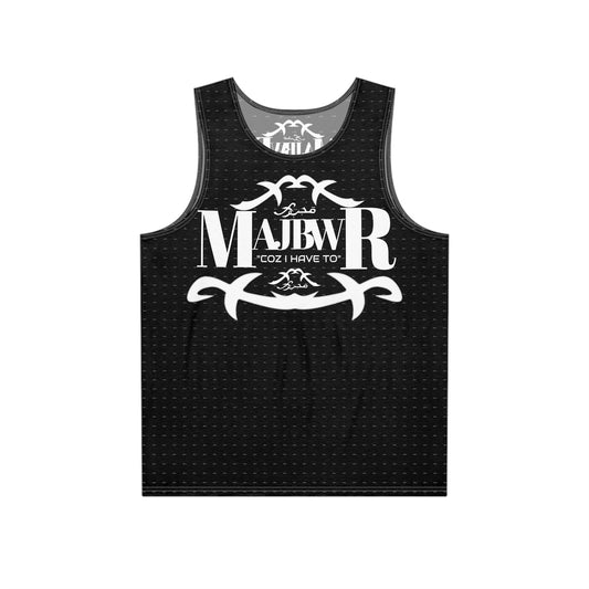 MAJBWR - Stylish Men's Tank Top Black Front On Back AOP Offset