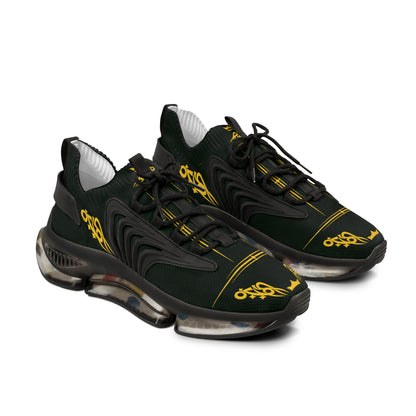MAJBWR - Men's Mesh Sneakers — Deep Dark Green & Gold Athletic
