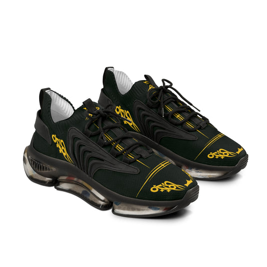 MAJBWR - Men's Mesh Sneakers — Deep Dark Green & Gold Athletic