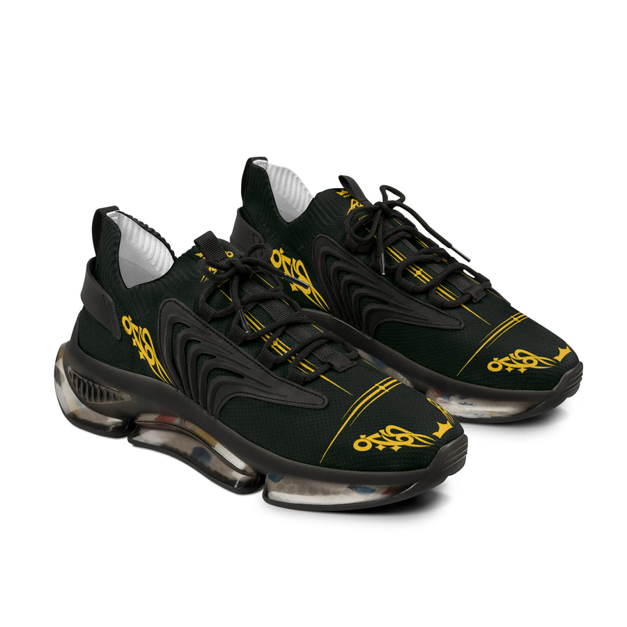 MAJBWR - Men's Mesh Sneakers — Deep Dark Green & Gold Athletic