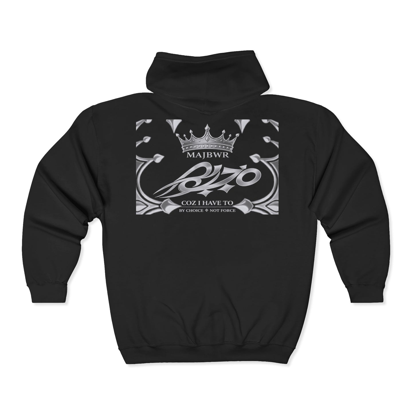 MAJBWR -  Black Ghost White Full-Zip Hoodie — Crowned  Edition