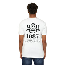 MAJBWR - Scripted Crest T‑Shirt — Minimalist Monogram Logo Tee