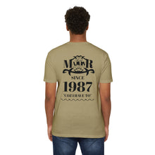 MAJBWR - Scripted Crest T‑Shirt — Minimalist Monogram Logo Tee