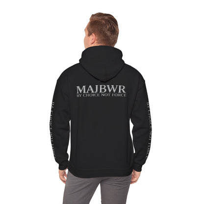 MAJBWR - Arabic Script Hoodie – 'By Choice Not Force' Black Pullover