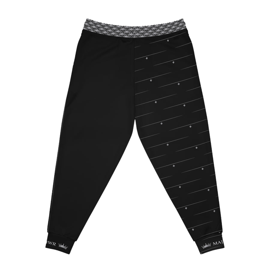 MAJBWR - Black Athletic Joggers — Ghost White Logo Diamond Crown  Performance Sweatpants