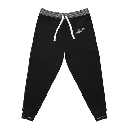 MAJBWR - Black Athletic Joggers — Ghost White Logo  Performance Sweatpants