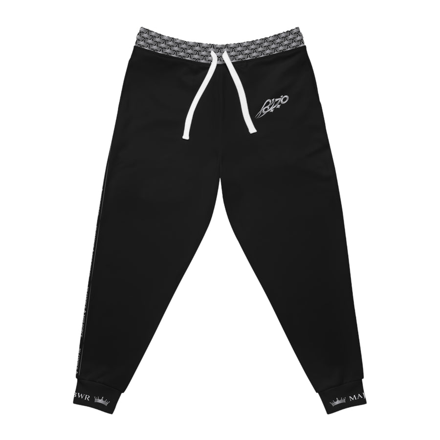 MAJBWR - Black Athletic Joggers — Ghost White Logo  Performance Sweatpants