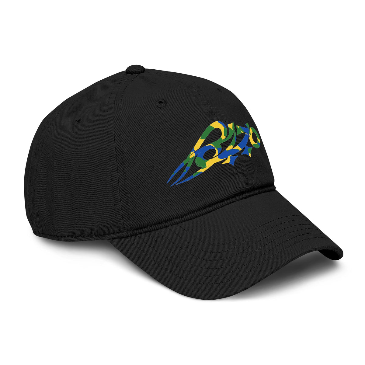 MAJBWR - Washed Black Camo Cap — Blue/Yellow/Green Limited Edition