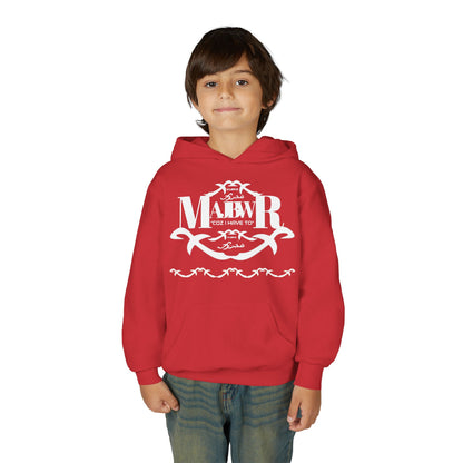 MAJBWR - Youth Hoodie — Monogram R Crest Design (Personalized Initial R, Decorative Scroll)