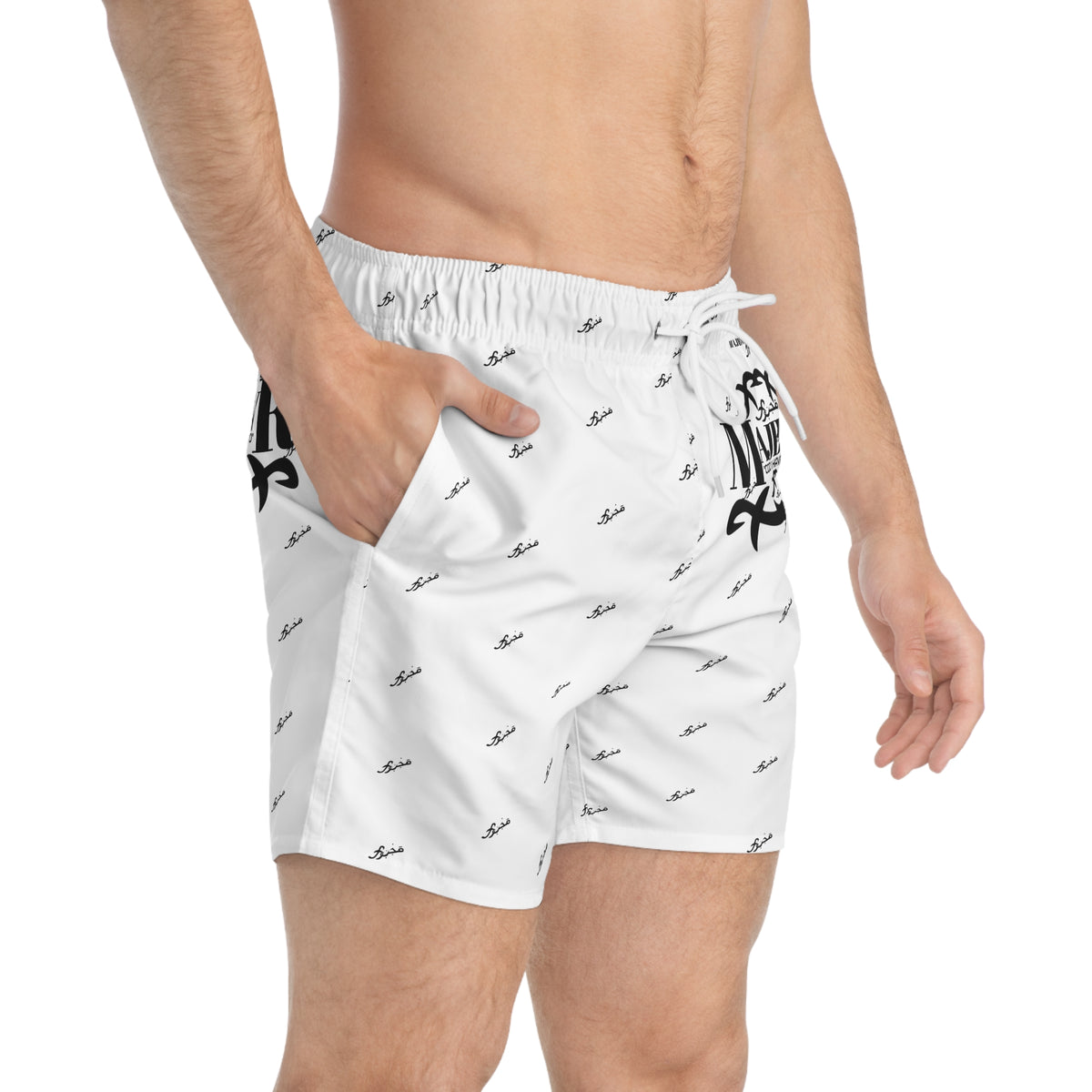 MAJBWR - White Swim Trunks — AOP Edition