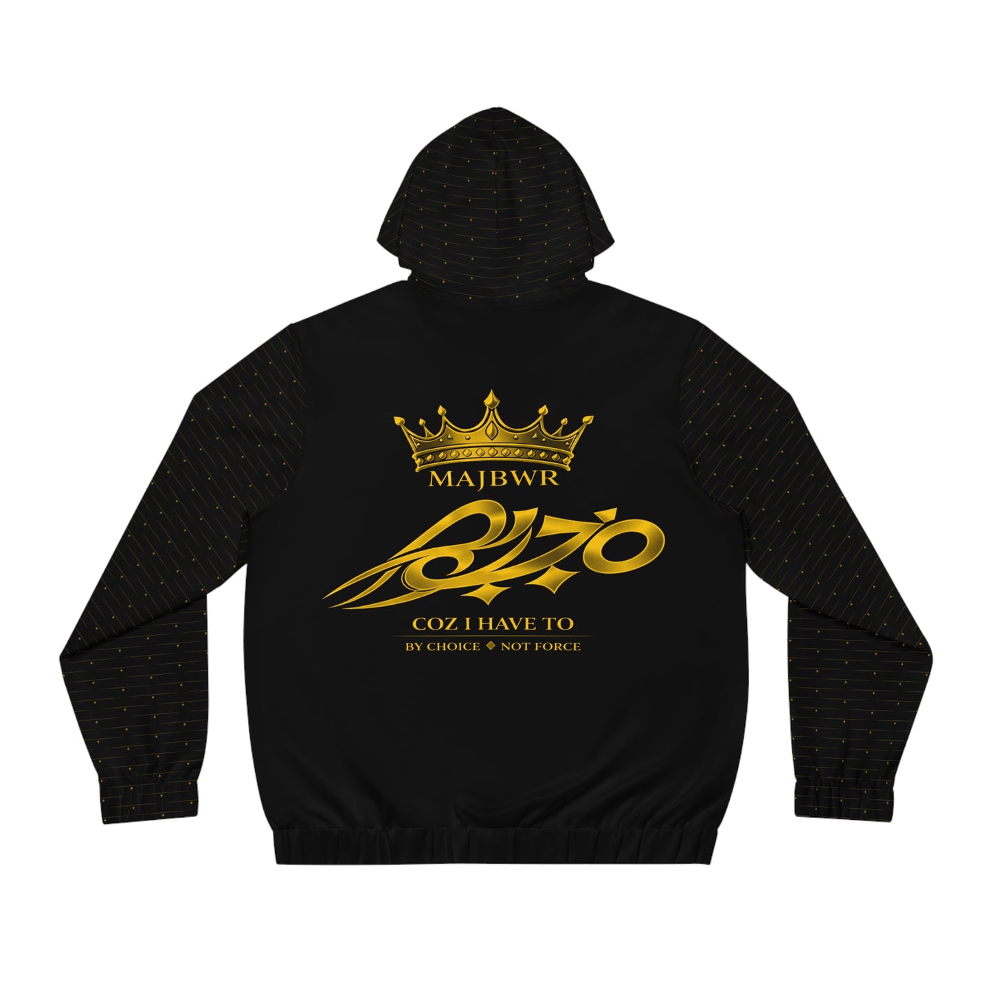 MAJBWR - Black Designer Gold Diamond Crown Full-Zip Hoodie
